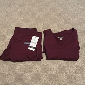 Med Couture women’s scrubs in color “wine”. Both pieces are in great condition!